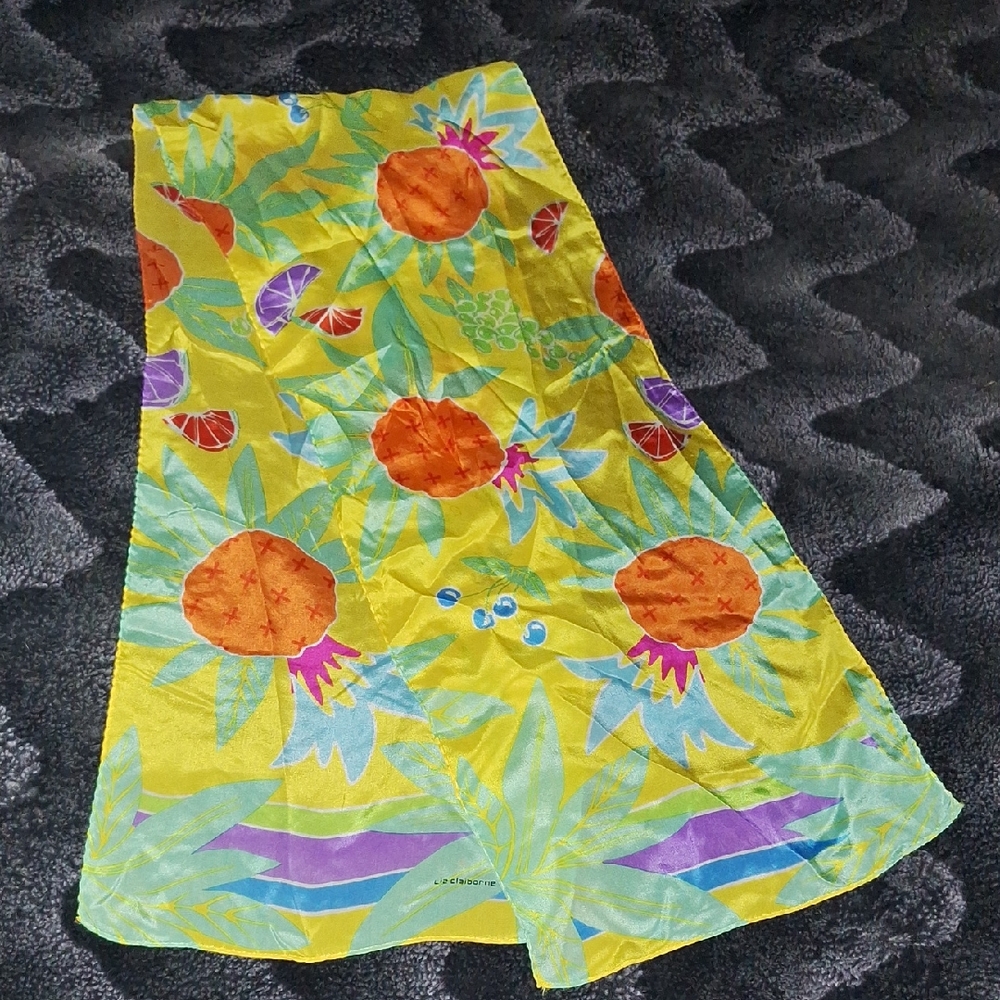 Vintage Liz Claiborne Silk Vibrant Fruit Scarf